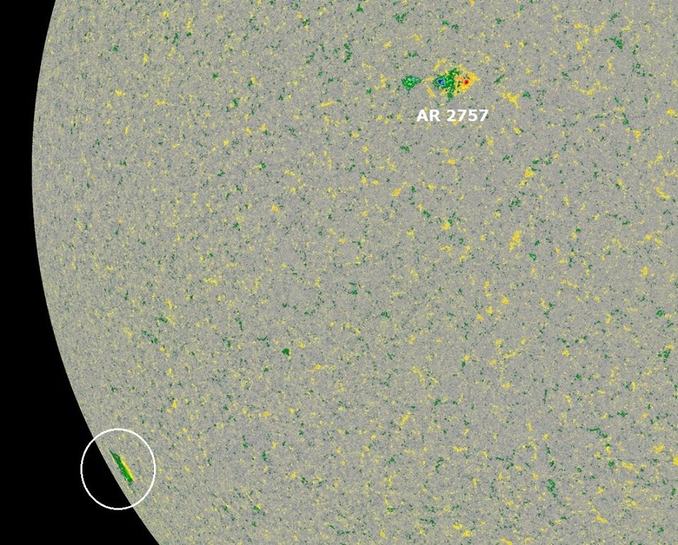New active region 2757 belonging to cycle 24 continues