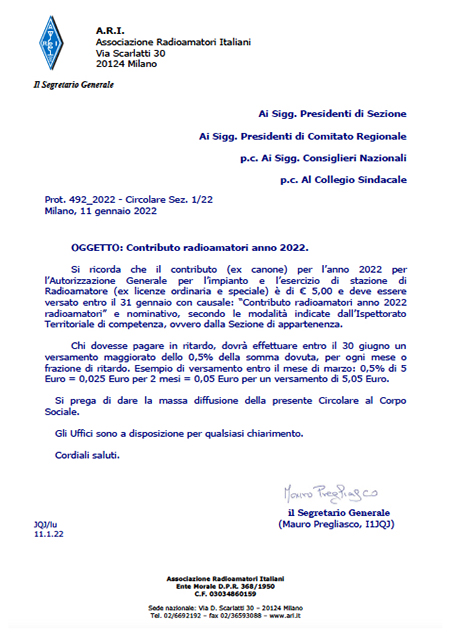 Contributo radioamatori 2022