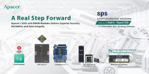 Anteprima: Apacer alla fiera SPS (Padiglione 6, Stand 350) – Apacer presenta SSD, moduli DRAM e tecnologie per un plus in sicurezza, integrità dei dati e affidabilità nell’automazione industriale